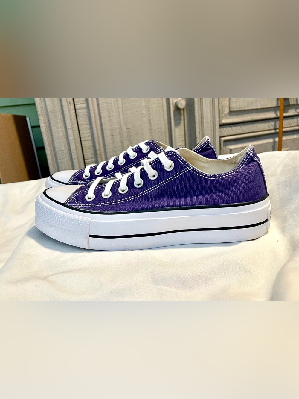 *VTG* CONVERSE “Chuck 70” Low Top Platform Sneakers-Purple-Wmn Size 7.5 - Canvas - Picture 2 of 11